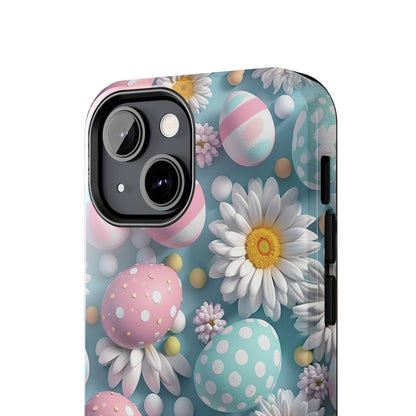 Easter Eggs and Daisies Digital print Design Tough Phone Case compatible with a large variety of iPhone models, Gift, Phone Case