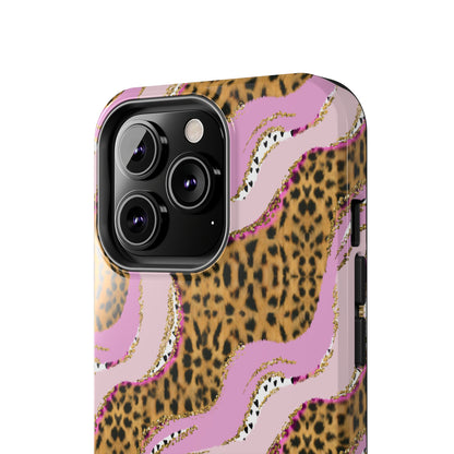 Cheetah Waves with Pink and Gold Design Phone Case- Lightweight, Impact Resistant Cover for iPhone 6, 6s, 12, 13, 14, 15