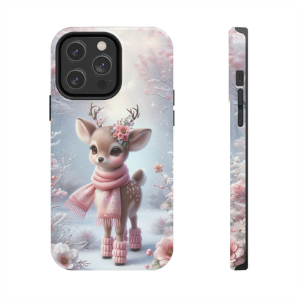 Cute Deer Winter Scene Pattern Design Tough Phone Case compatible with a large variety of iPhone models, Gift, Phone Case