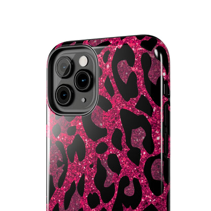 Pink and Black Leopard Design Phone Case- Lightweight, Impact Resistant Cover for iPhone 6, 6s, 12, 13, 14, 15