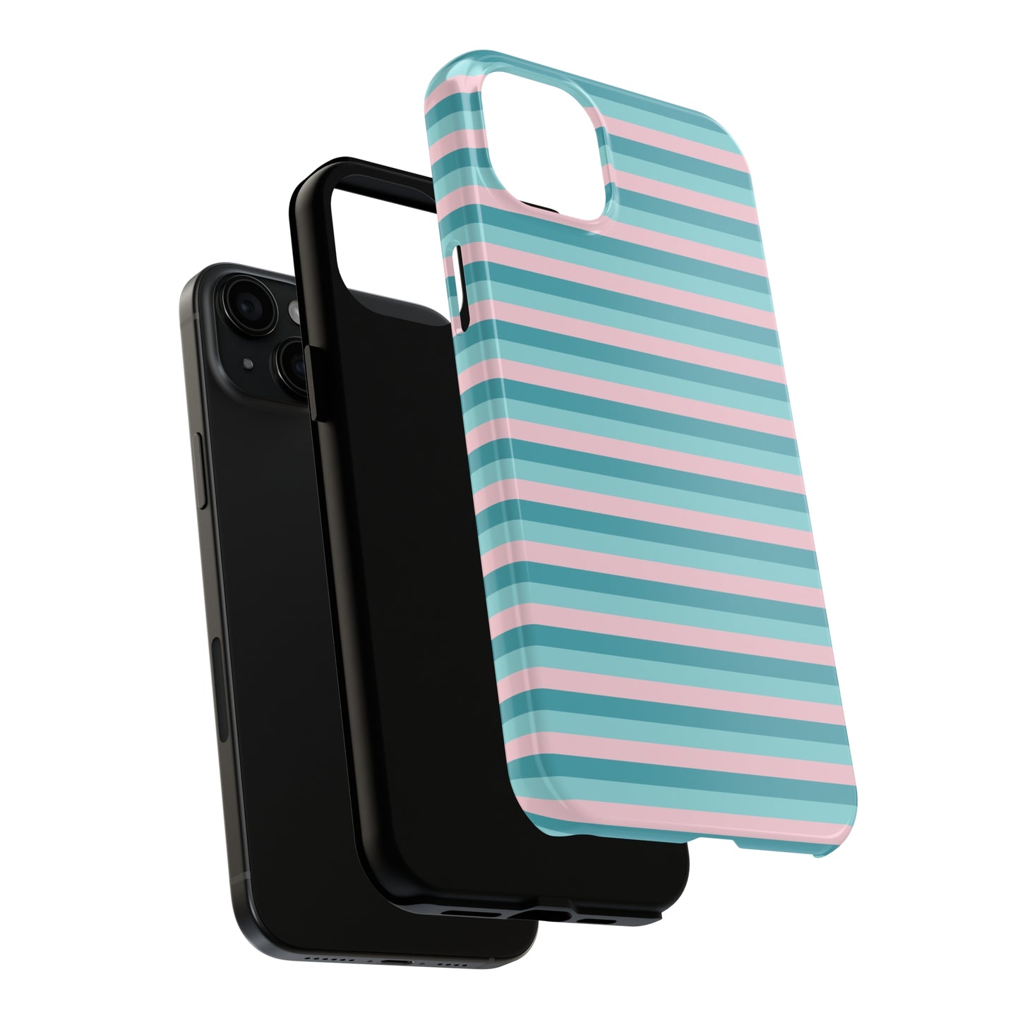 Pink and Aqua Girly Stripe print Design Tough Phone Case compatible with a large variety of iPhone models, Gift, Phone Case