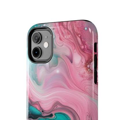 Pink and Teal Alcohol Ink Pattern Design Phone Case compatible with a large variety of iPhone models, Phone Case, Gift