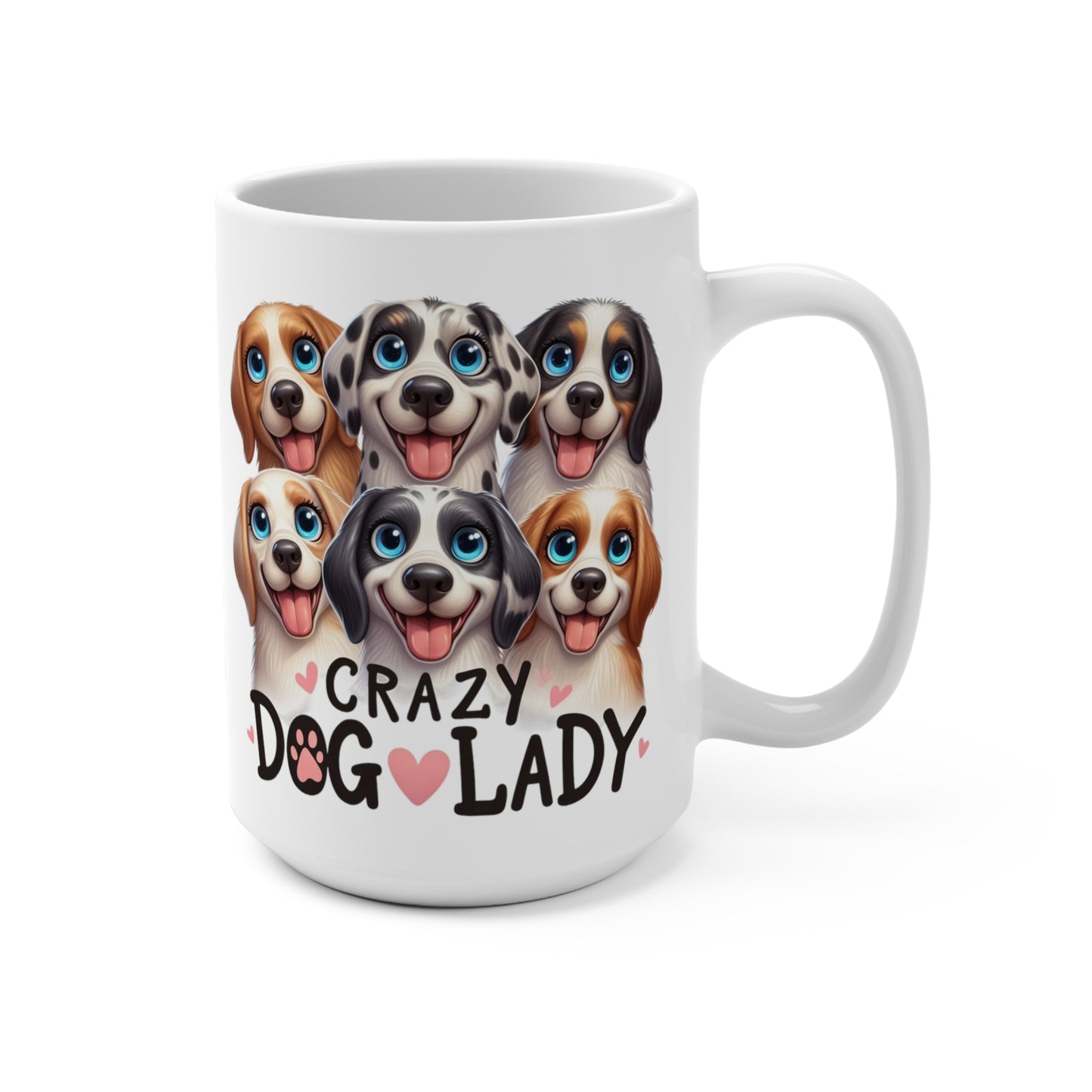 Crazy Dog Lady Mug with Cute Dogs, Dog Lover Gift, Funny Dog Quote Coffee Cup, Animal Theme Kitchenware, Pet Owner Unique Gift, Office Mug