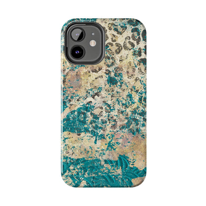 Western Turquoise and Cheetah Design Tough Phone Case compatible with a large variety of phone models, Gift, Phone Case