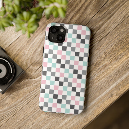 Multicolor Checkerboard print design Tough Phone Case compatible with a large variety of iphone models