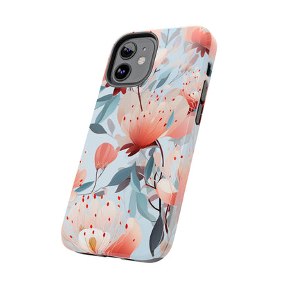 Red Flowers Digital print Design Tough Phone Case compatible with a large variety of iPhone models, Gift, Phone Case