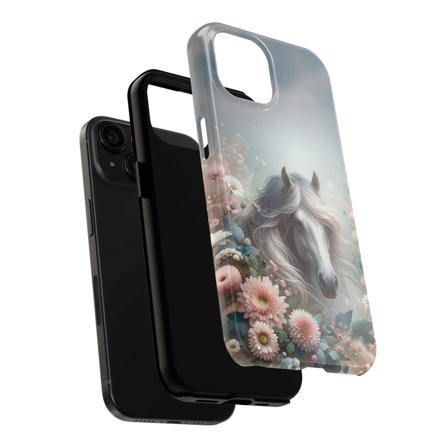 Beautiful Horse and Floral print Design Tough Phone Case compatible with a large variety of iPhone models, Gift, Phone Case