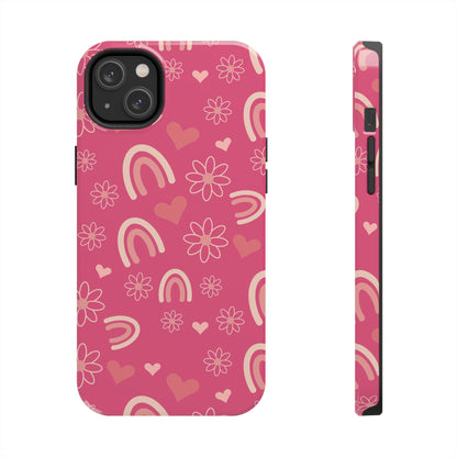 Dark Pink Boho Rainbow print Design Tough Phone Case compatible with a large variety of iPhone models, Gift, Phone Case