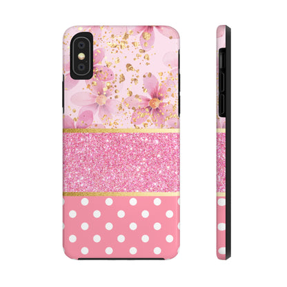 Pink Watercolor flowers and Polka Dot Design Phone Case- Lightweight, Impact Resistant Cover for iPhone 6, 6s, 12, 13, 14, 15