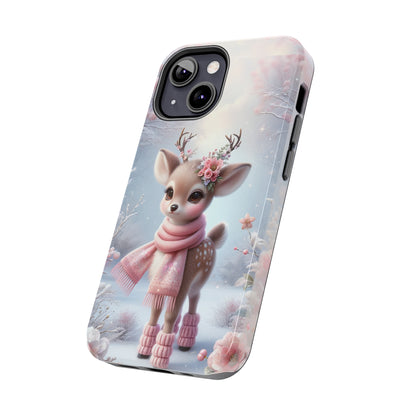 Cute Deer Winter Scene Pattern Design Tough Phone Case compatible with a large variety of iPhone models, Gift, Phone Case