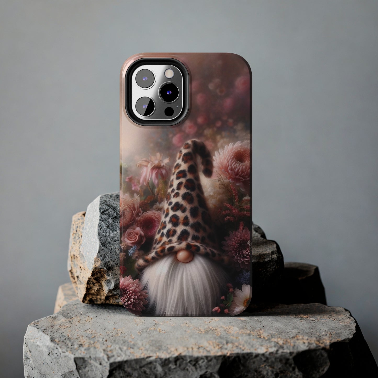 Leopard Print Fantasy Gnome Design Phone Case- Lightweight, Impact Resistant Cover for iPhone 6, 6s, 12, 13, 14, 15