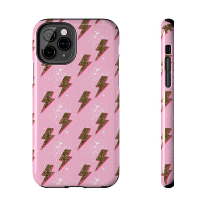 Cheetah Print Lightning Bolts Design Phone Case- Lightweight, Impact Resistant Cover for iPhone 6, 6s, 12, 13, 14, 15