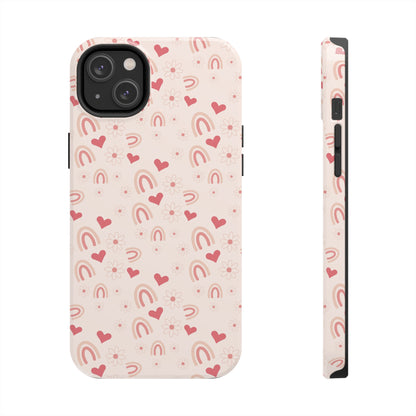 Pink Boho2 Rainbow print Design Tough Phone Case compatible with a large variety of iPhone models, Gift, Phone Case