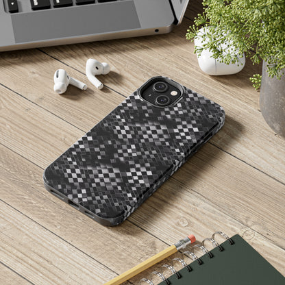 3D Checkerboard Print Pattern Design Tough Phone Case compatible with a large variety of iPhone models, Phone Case, Gift