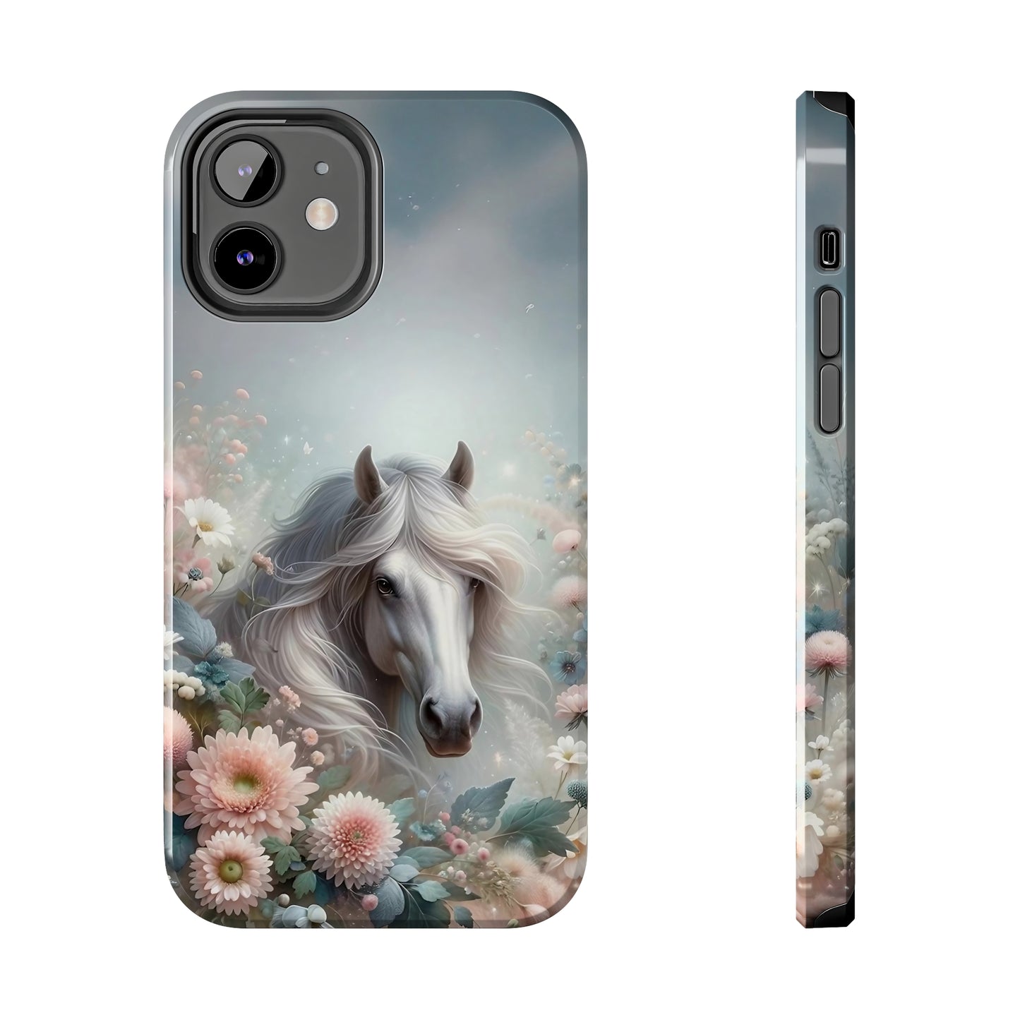 Beautiful Horse and Floral print Design Tough Phone Case compatible with a large variety of iPhone models, Gift, Phone Case