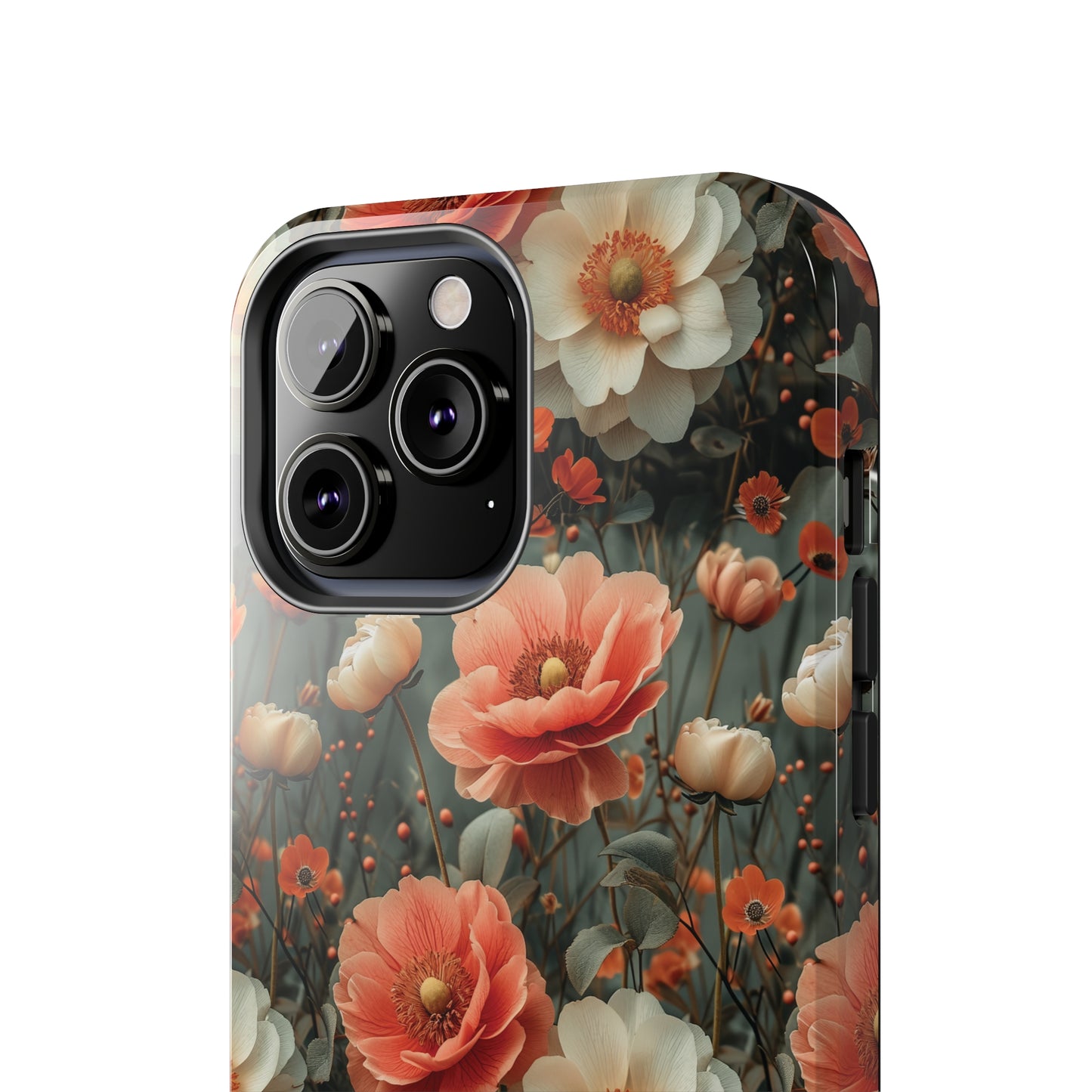 Elegant Peach Flowers Protective Cover, Botanical Garden design Tough Phone Case compatible with a large variety of iphone models