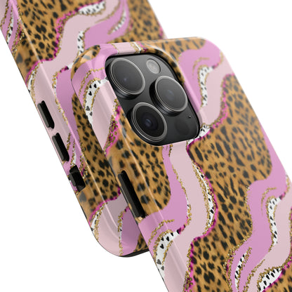 Cheetah Waves with Pink and Gold Design Phone Case- Lightweight, Impact Resistant Cover for iPhone 6, 6s, 12, 13, 14, 15