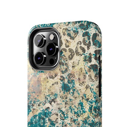 Western Turquoise and Cheetah Design Tough Phone Case compatible with a large variety of phone models, Gift, Phone Case