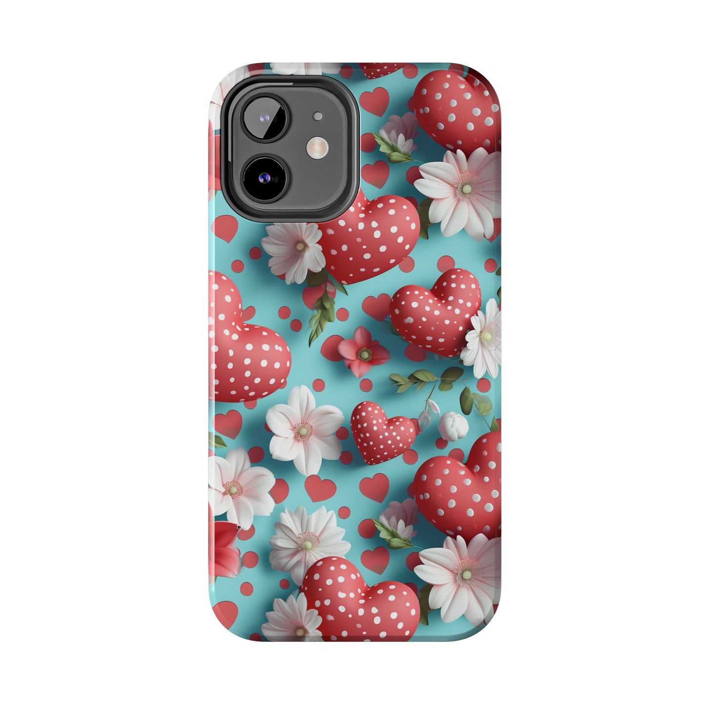 Polka Dot Hearts Digital print Design Tough Phone Case compatible with a large variety of iPhone models, Gift, Phone Case