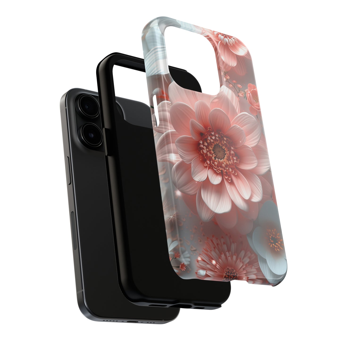 Beautiful 3D Pink & White Floral Design Tough Phone Case.