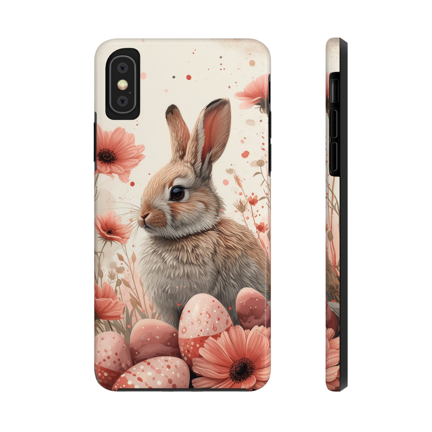 Watercolor Easter Bunny and Spring Flowers Design Phone Case- Lightweight, Impact Resistant Cover for iPhone 6, 6s, 12, 13, 14, 15