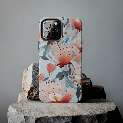 Red Flowers Digital print Design Tough Phone Case compatible with a large variety of iPhone models, Gift, Phone Case