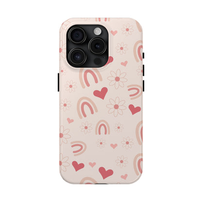 Pink Boho Rainbow print Design Tough Phone Case compatible with a large variety of iPhone models, Gift, Phone Case