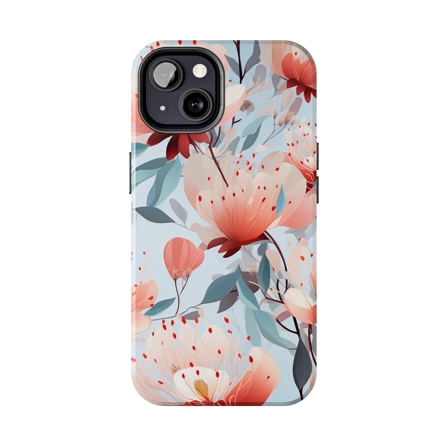 Red Flowers Digital print Design Tough Phone Case compatible with a large variety of iPhone models, Gift, Phone Case