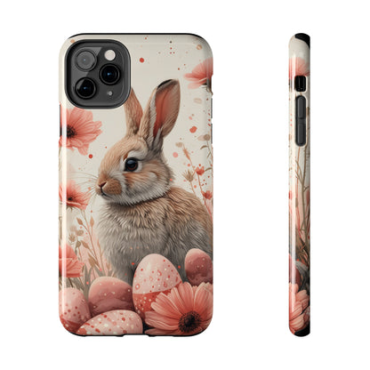 Watercolor Easter Bunny and Spring Flowers Design Phone Case- Lightweight, Impact Resistant Cover for iPhone 6, 6s, 12, 13, 14, 15