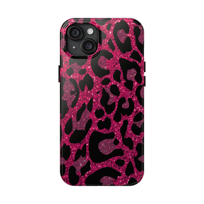 Pink and Black Leopard Design Phone Case- Lightweight, Impact Resistant Cover for iPhone 6, 6s, 12, 13, 14, 15