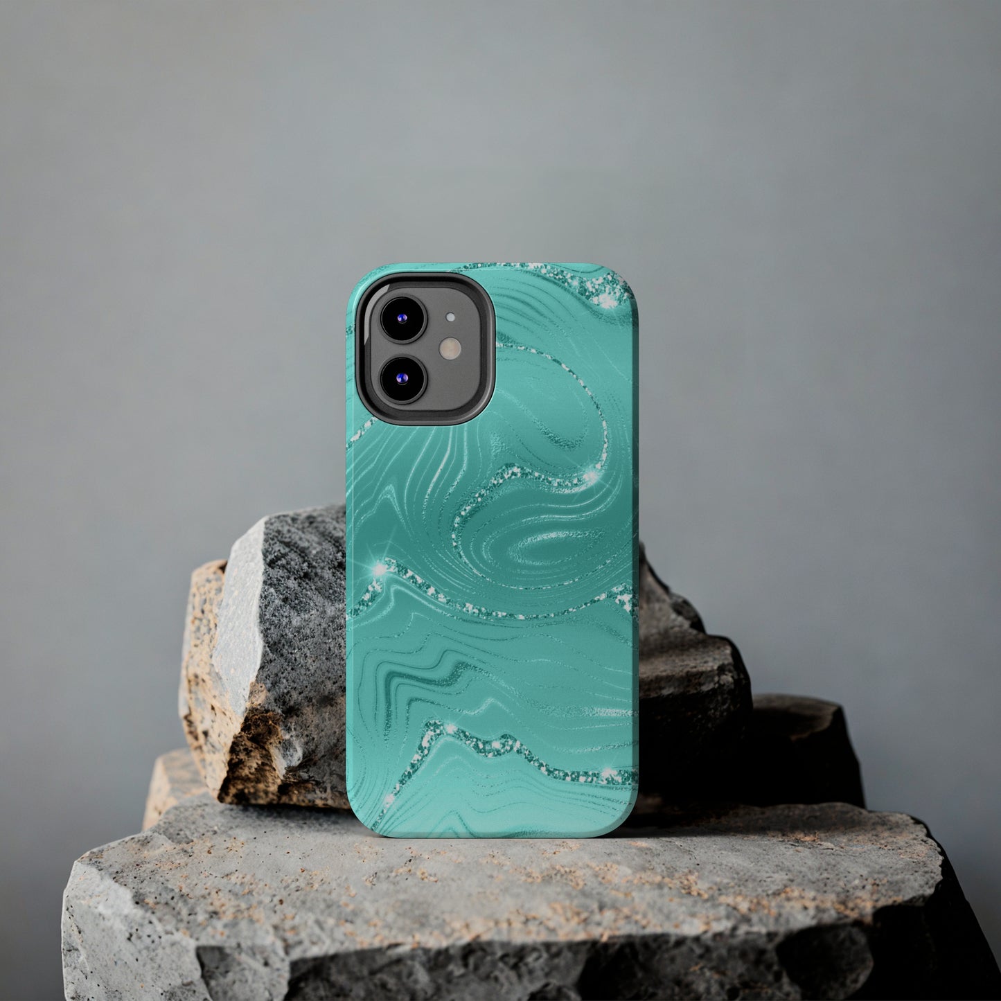 Marbled Turquoise Design Tough Phone Case compatible with a large variety of phone models, Gift, Phone Case