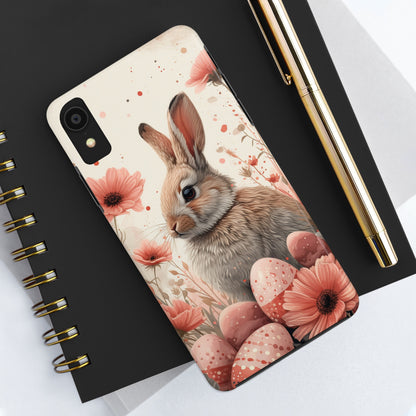 Watercolor Easter Bunny and Spring Flowers Design Phone Case- Lightweight, Impact Resistant Cover for iPhone 6, 6s, 12, 13, 14, 15