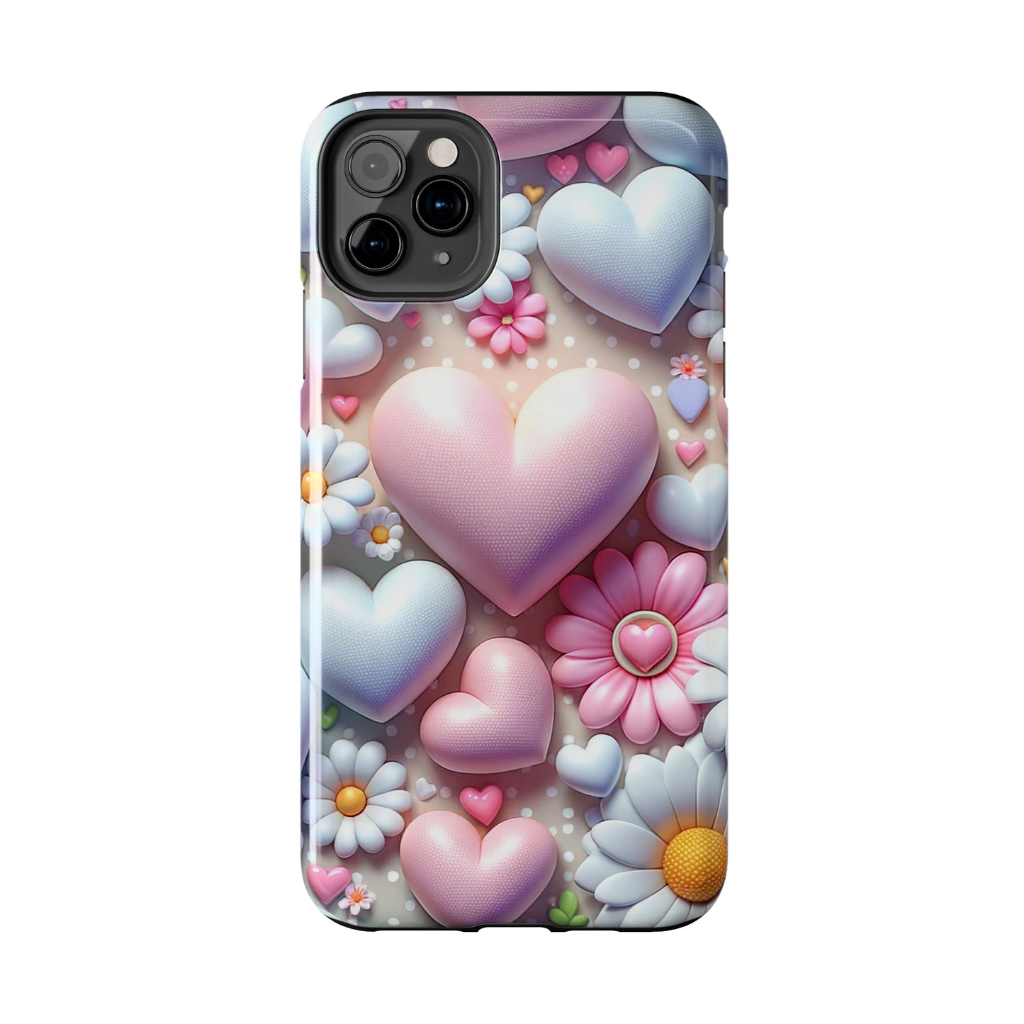 Pastel Heart and Flower Digital print Design Tough Phone Case compatible with a large variety of iPhone models, Gift, Phone Case