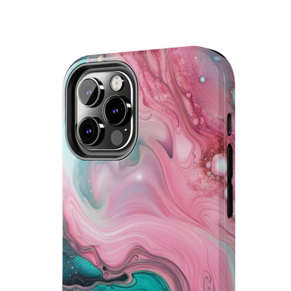 Pink and Teal Alcohol Ink Pattern Design Phone Case compatible with a large variety of iPhone models, Phone Case, Gift