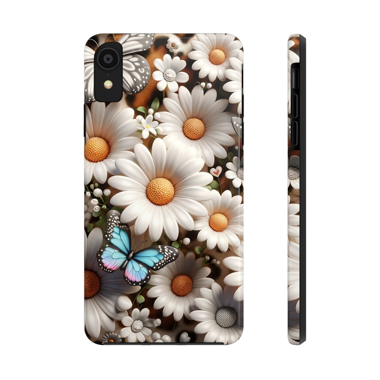 Butterflies, Leopard Print & Daisies Digital print Design Tough Phone Case compatible with a large variety of iPhone models,Gift, Phone Case