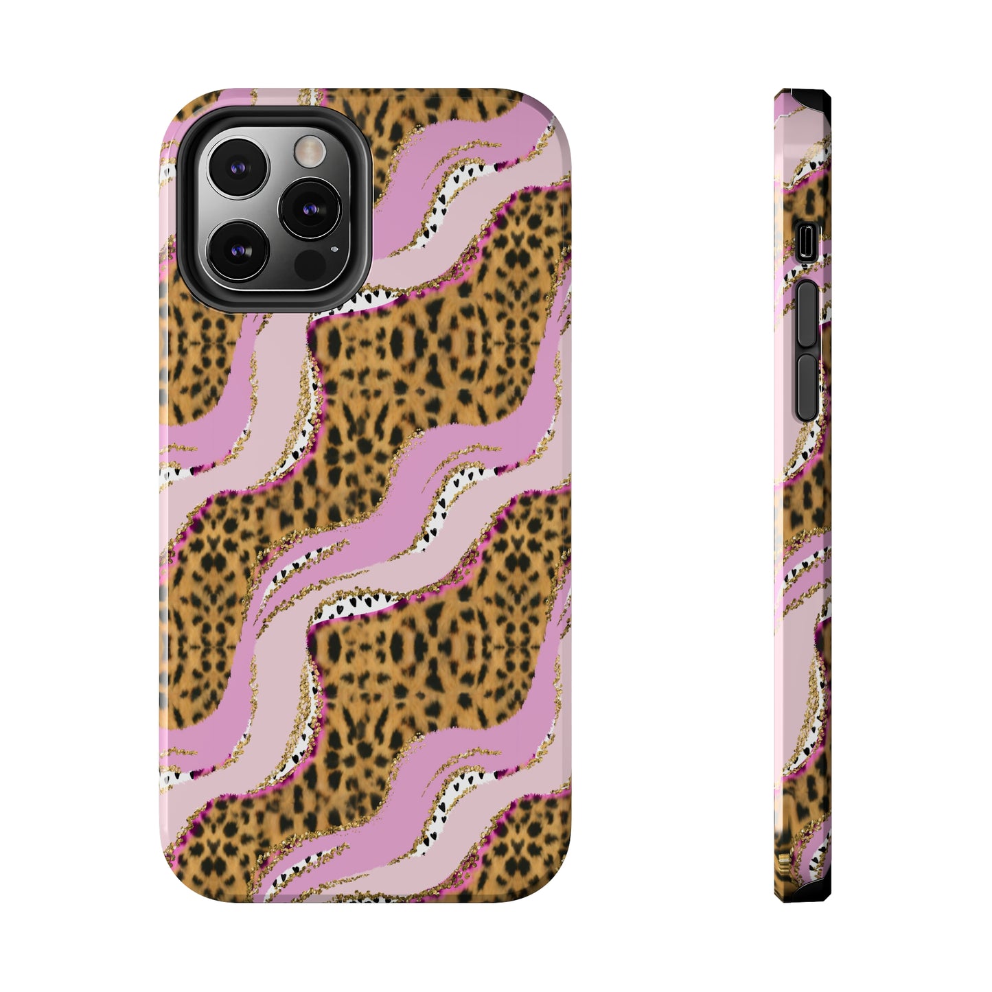 Cheetah Waves with Pink and Gold Design Phone Case- Lightweight, Impact Resistant Cover for iPhone 6, 6s, 12, 13, 14, 15