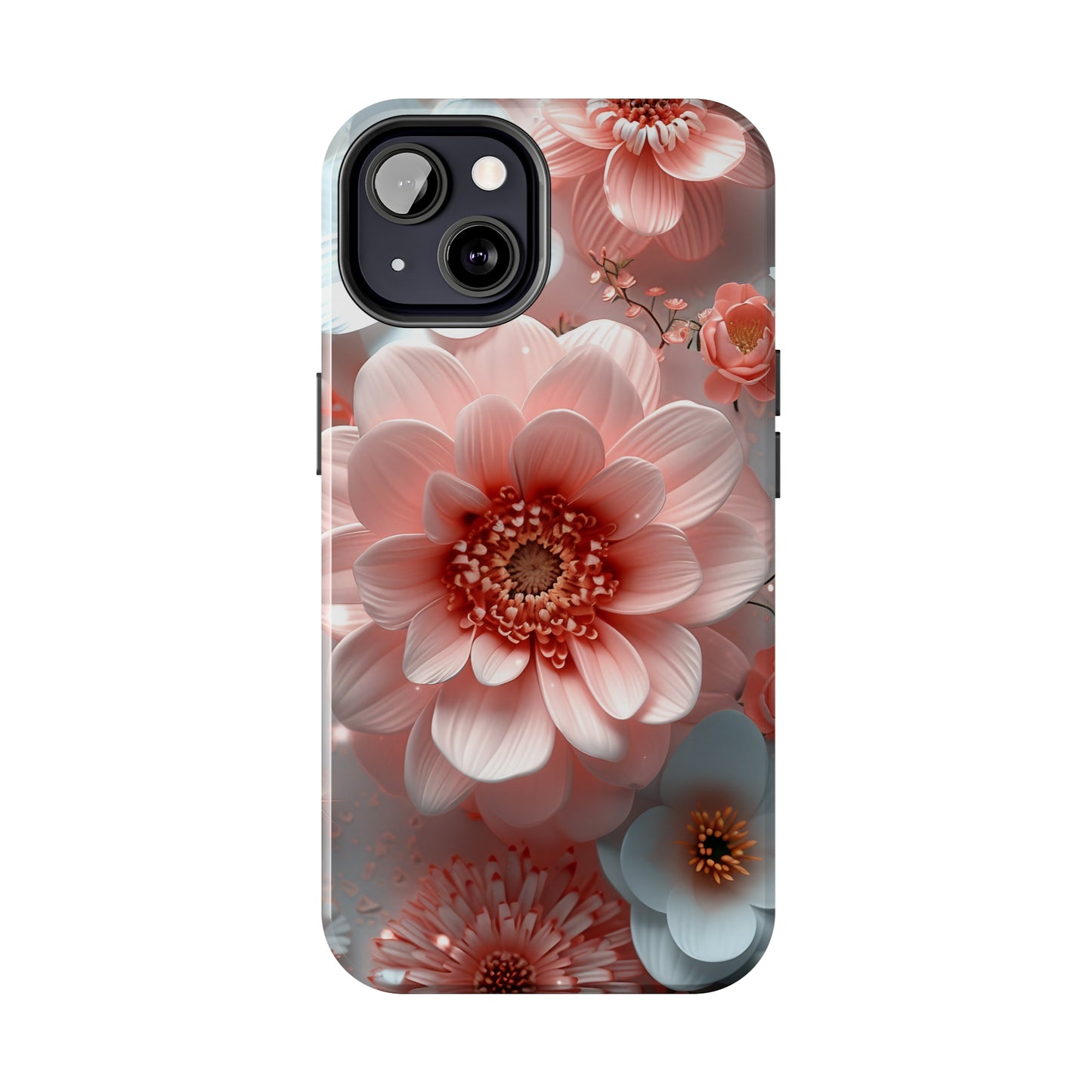 Beautiful 3D Pink & White Floral Design Tough Phone Case.