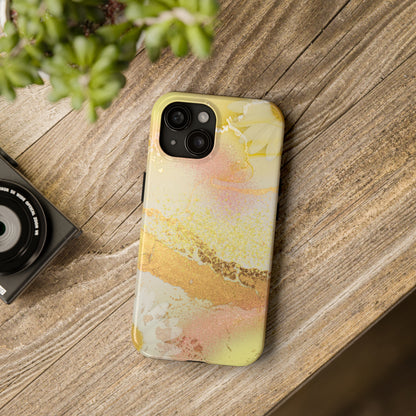 Yellow and Rose Gold Marble design Tough Phone Case compatible with a large variety of iPhone models, Gift, Phone