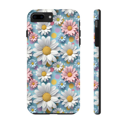 3D Spring Flowes and Polka Dots Digital print Design Tough Phone Case compatible with a large variety of iPhone models, Gift, Phone Case