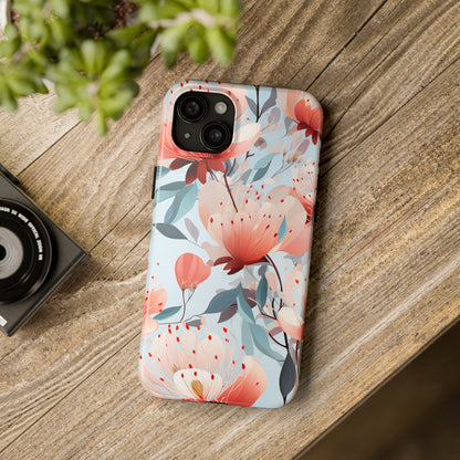 Red Flowers Digital print Design Tough Phone Case compatible with a large variety of iPhone models, Gift, Phone Case