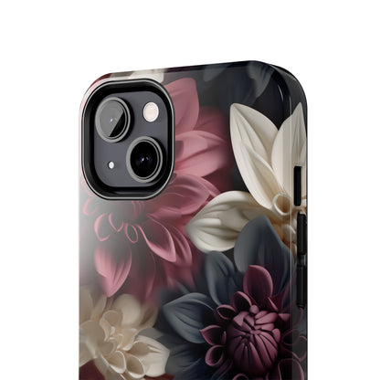 Elegant Dahlias design Tough Phone Case compatible with a large variety of iPhone models, Birthday Gift, Phone Case