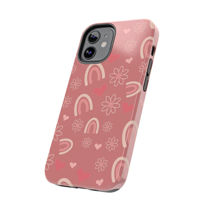 Daisy and Mauve Boho Rainbow print Design Tough Phone Case compatible with a large variety of iPhone models, Gift, Phone Case