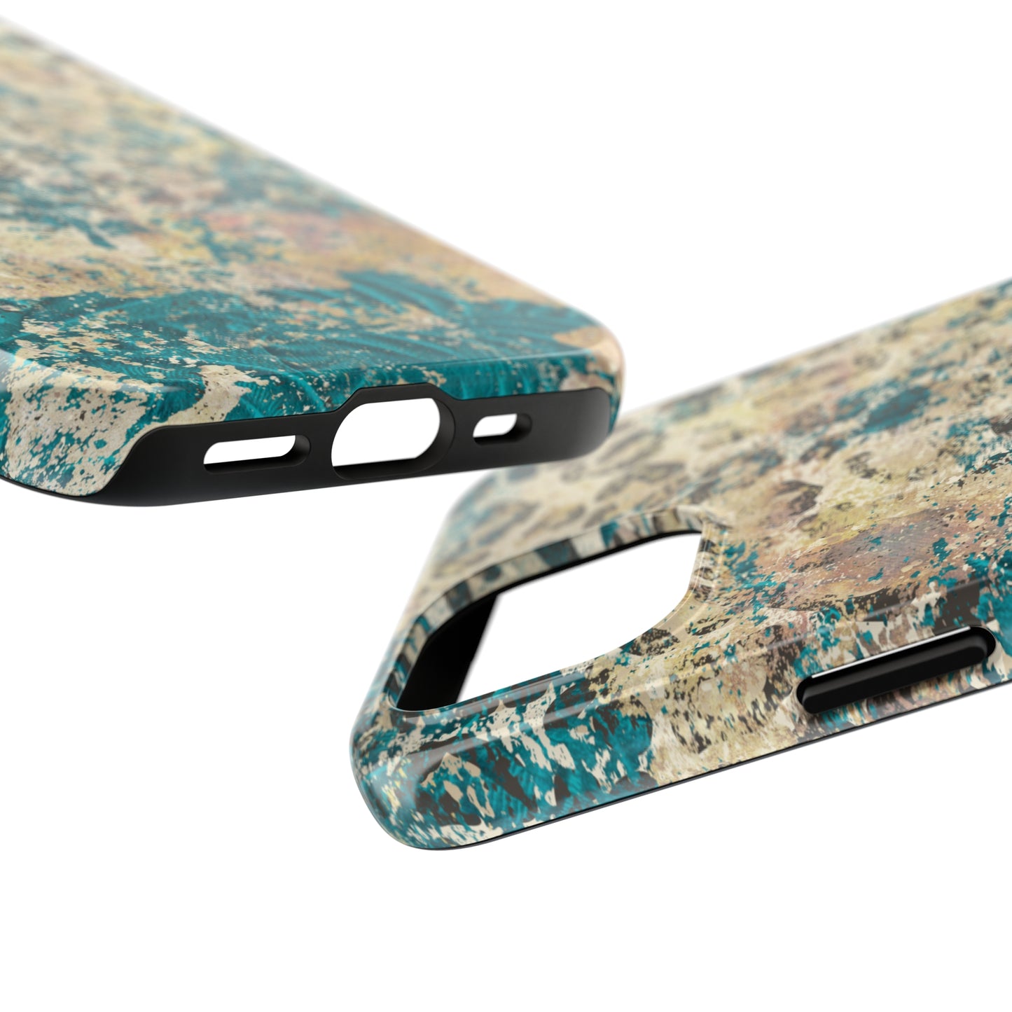 Western Turquoise and Cheetah Design Tough Phone Case compatible with a large variety of phone models, Gift, Phone Case