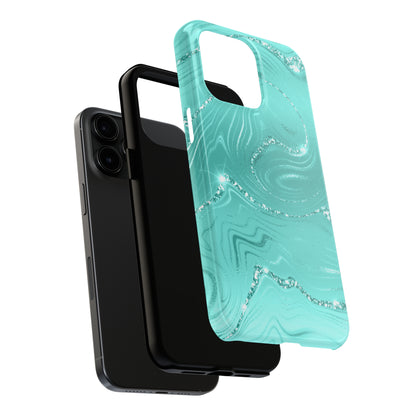 Marbled Turquoise Design Tough Phone Case compatible with a large variety of phone models, Gift, Phone Case