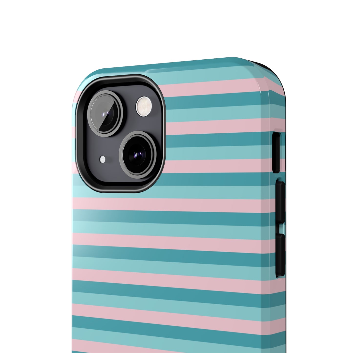 Pink and Aqua Girly Stripe print Design Tough Phone Case compatible with a large variety of iPhone models, Gift, Phone Case