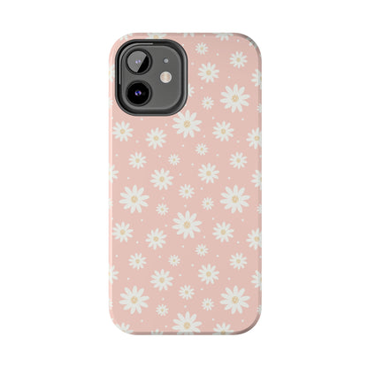 Cute Minimalist Flowers and Polka Dots Digital print Design Tough Phone Case compatible with a large variety of iPhone models, Gift, Phone Case