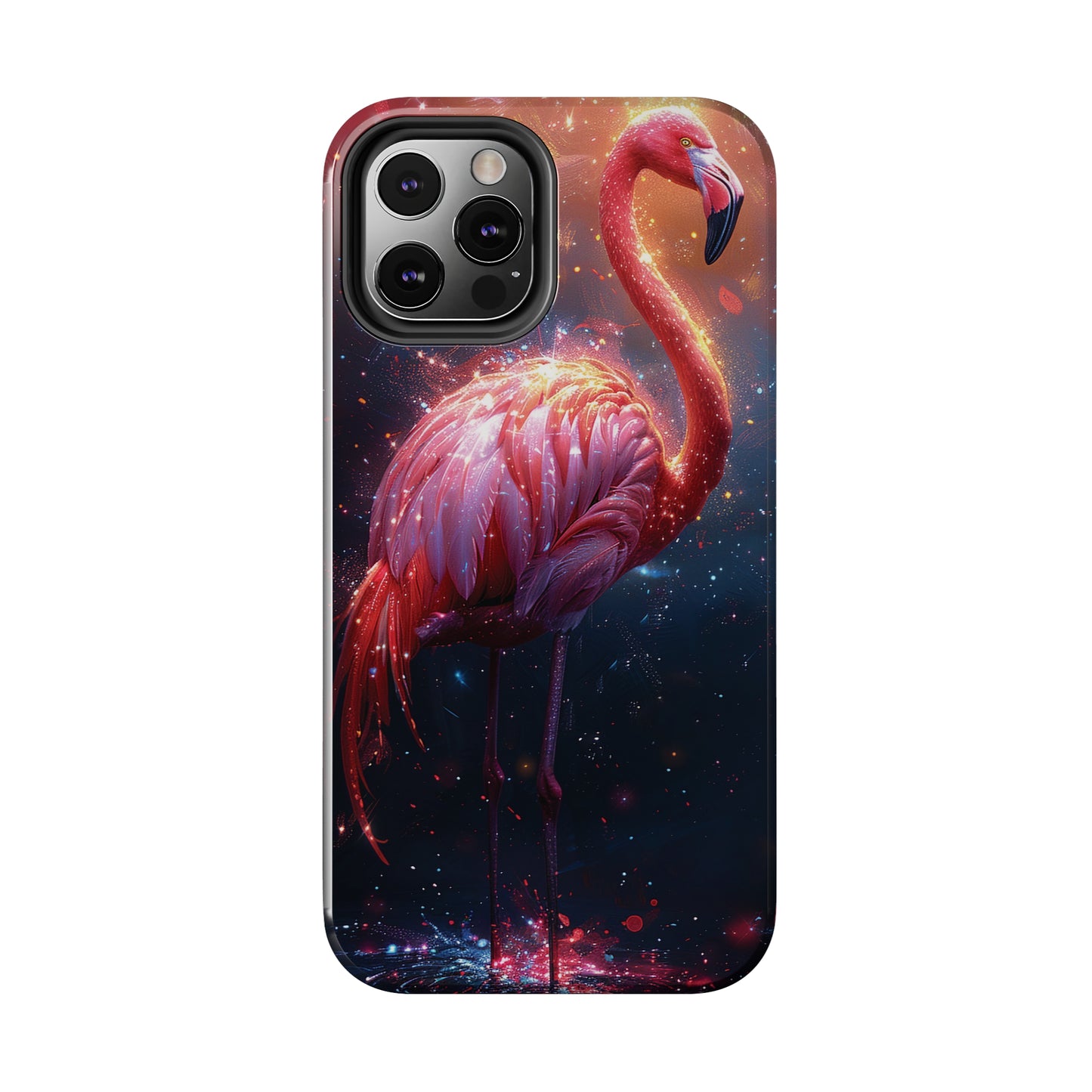 Fantasy Flamingo iPhone Case, Colorful Bird Art Protective Phone Cover, Unique Animal Design, Durable Phone Accessory Gift, Chic Artsy Protective Cover, Protective Case for iPhone Models, Tough iPhone Case