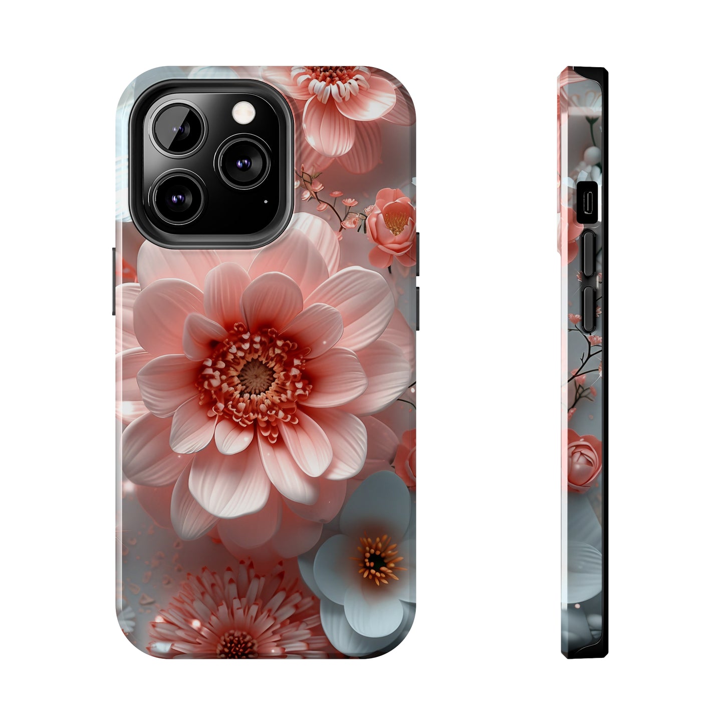 Beautiful 3D Pink & White Floral Design Tough Phone Case.