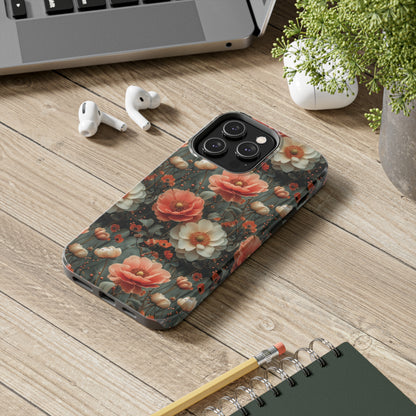 Elegant Peach Flowers Protective Cover, Botanical Garden design Tough Phone Case compatible with a large variety of iphone models