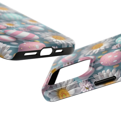 Easter Eggs and Daisies Digital print Design Tough Phone Case compatible with a large variety of iPhone models, Gift, Phone Case